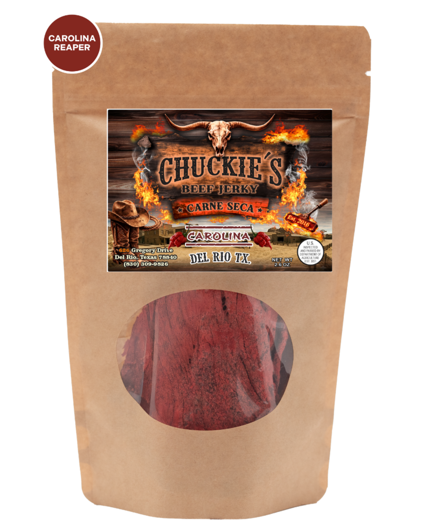 Bolsa mediana de cecina de res Carolina Reaper