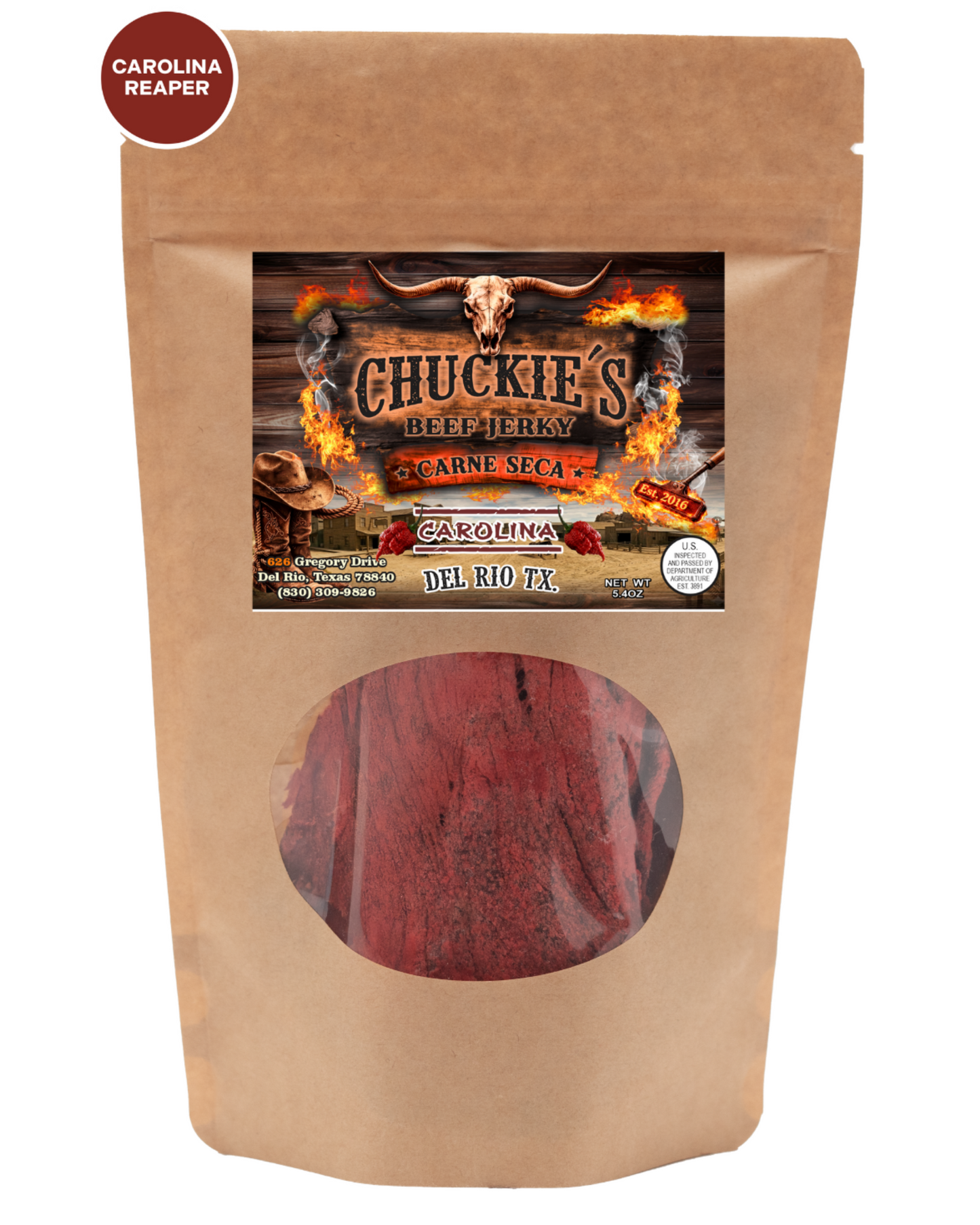 Petit sac de bœuf séché Carolina Reaper